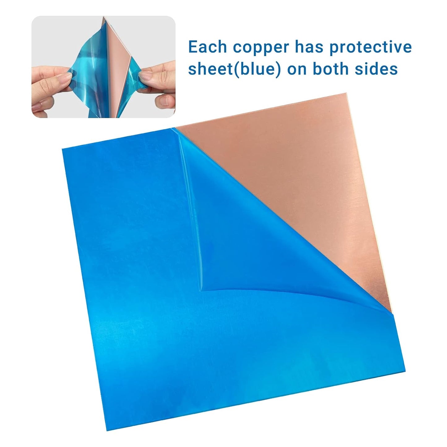 2 Pieces 99.9% Pure Copper Sheet, 6" x 6", 24 Gauge(0.5mm) Thickness, Film Attached Copper Plate, Great for Jewelry, Crafts, modelers
