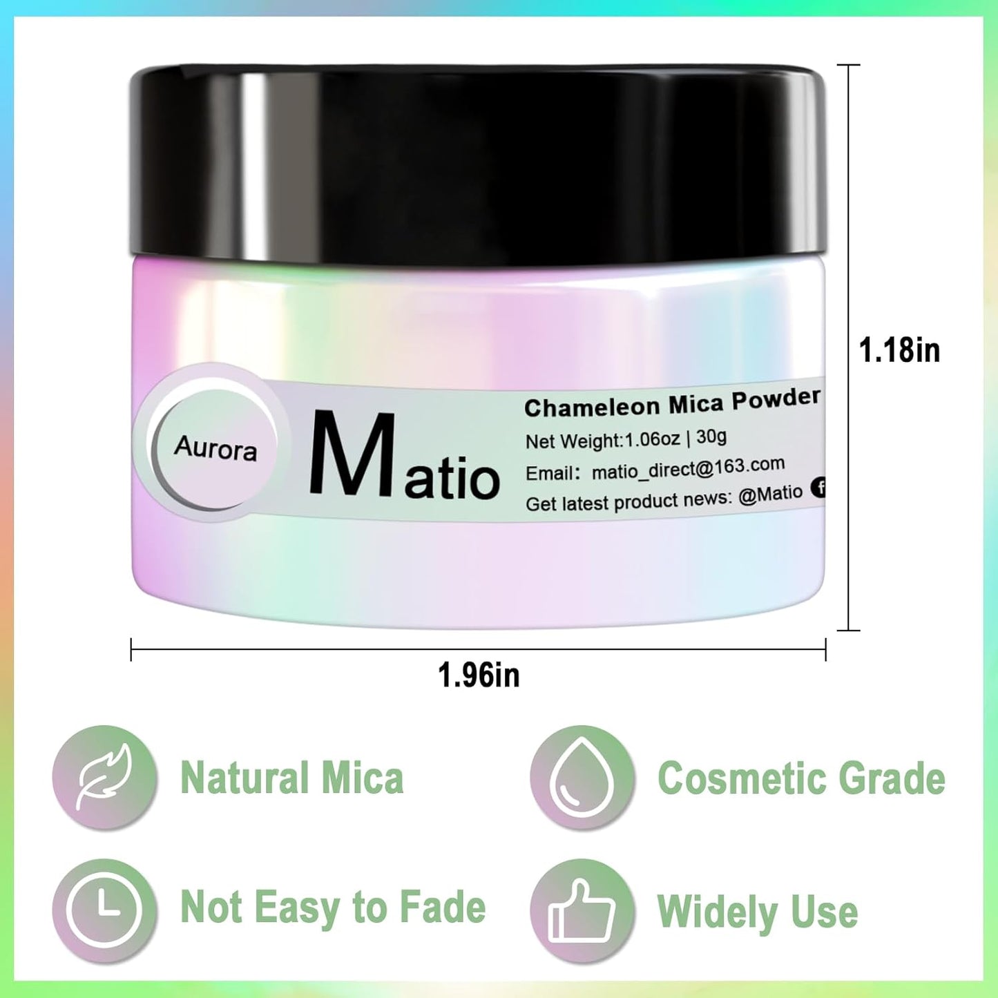 Matio Chameleon Mica Powder, 1.06oz/ 30g Galaxy White Chrome Powder, Pearlescent Effect Color Shift Pigment for Resin Craft, Soap Candle Dye, Nail Art, Makeup, Bath Bomb, Paint, Slime Pigment