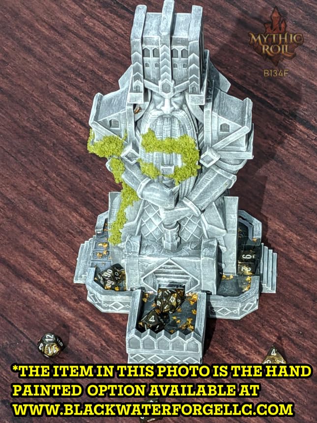Dwarven 3D Printed Dice Tower - Baldur's Shrine by Unchained Games - Mythic Roll - Carve Your Fate in Stone with Ancestral Echoes and Valor! (23.) Silk-Gold)