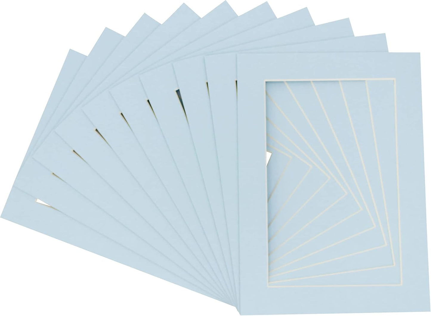6x8 Mat for 8x10 Frame - Precut Mat Board Acid-Free Baby Blue 6x8 Photo Matte Made to Fit a 8x10 Picture Frame, Premium Matboard for Family Photos, Show Kits, Art, Picture Framing, Pack of 10 Mats
