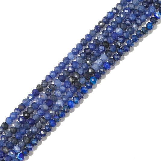 Natural Blue Sodalite Beads 4x2mm 120pcs Faceted Rondelle Loose Semi Gemstone Beads for Jewelry Making Design