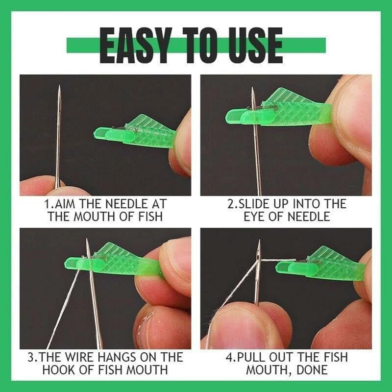 Automatic Sewing Needle Threader, Fish Type Quick Needle Threaders for Hand Sewing, Sewing Machine Needle Threader Tools, Sewing Supplies - Designed for Sewing Lovers Alike (green-10pcs)