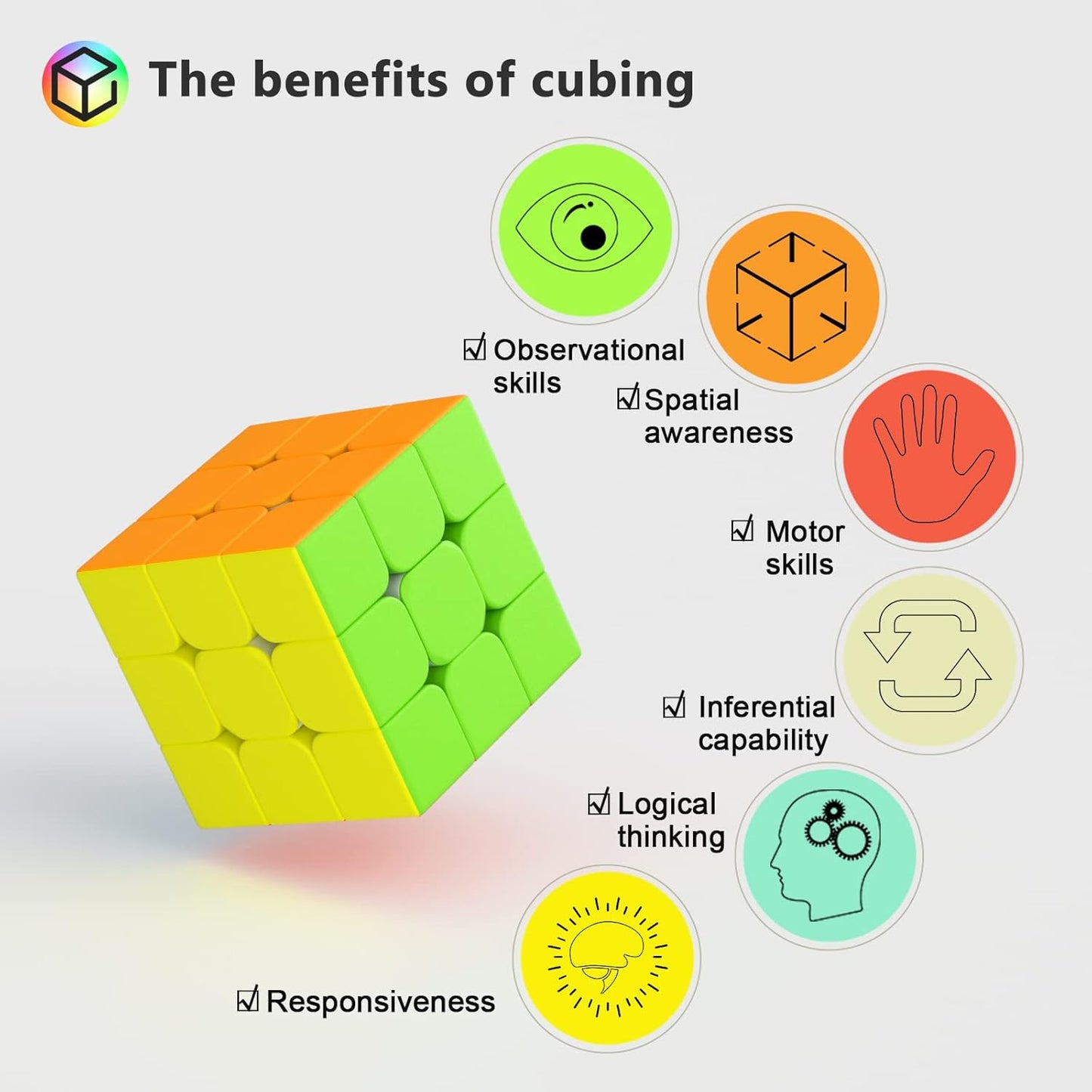 Full Size 3x3x3 Speed Cube Set, 2.2in Puzzle Party Favors Toy Stickerless Magic Cube Set, School Classroom Prize for Students, Birthday Party Stocking Stuffers Gifts for Kids Teens Adults(20 Pack)