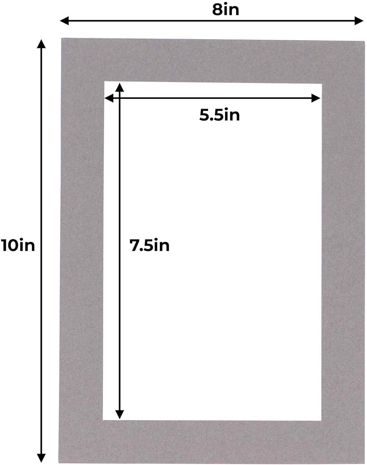 6x8 Mat for 8x10 Frame - Precut Mat Board Acid-Free Show Kit with Backing Board, and Clear Bags Charcoal 6x8 Photo Matte Made to Fit a 8x10 Picture Frame Matboard for Framing, Pack of 100 Mats