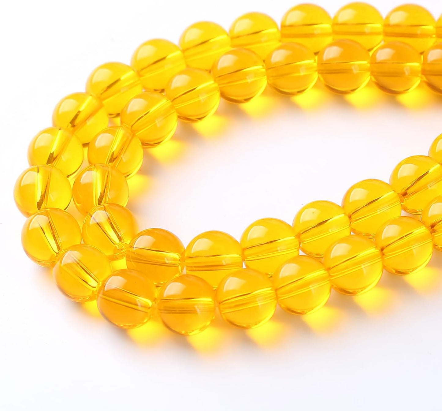 32pcs 12mm Smooth Yellow Crystal Glass Beads Citrine Round Loose Beads for Jewelry Making DIY Bracelet Necklace 15" Energy Healing Power Stone Beads