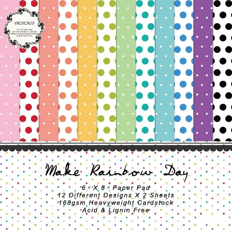 Pattern Paper Pad 6x6 - Spring Summer Brights Basics Spots Scrapbooking Card Making Craft, Single-Sided Scrapbook Premium Paper Collection, Cute Origami Paper Decoration Supplies – 24pcs
