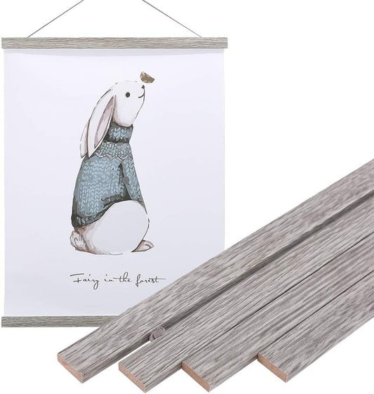 Artmag Magnetic Poster Hanger Frame, 40x27 40x30 40x60 Light Wood Wooden Magnet Canvas Artwork Print Poster Hangers Frames Hanging Kit (Grey, 40")