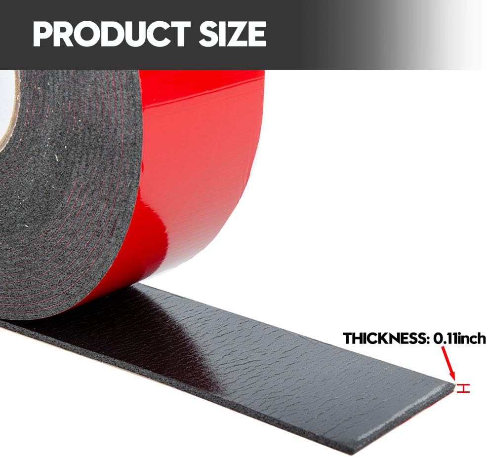 ToLanbbt Double Sided Foam Tape 2.36In x 33FT, Mounting Tape Heavy Duty, Strong Adhesive Weatherproof Seal Strips for DIY Craft Picture Poster, Car & Gap Filling Mountings, Home Office Decor (Black)
