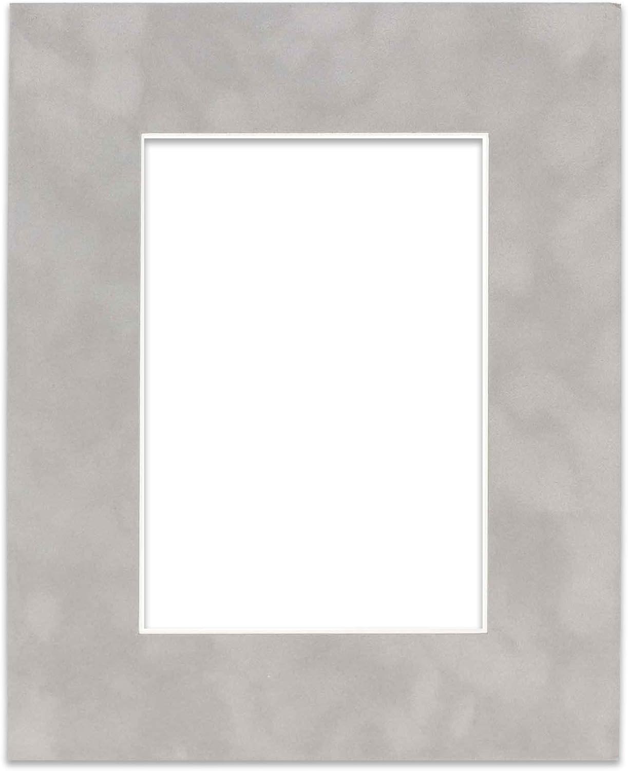 8x10 Mat Bevel Cut for 5x8 Photos - Acid Free Light Grey Suede Precut Matboard - For Pictures, Photos, Framing - 4-ply Thickness