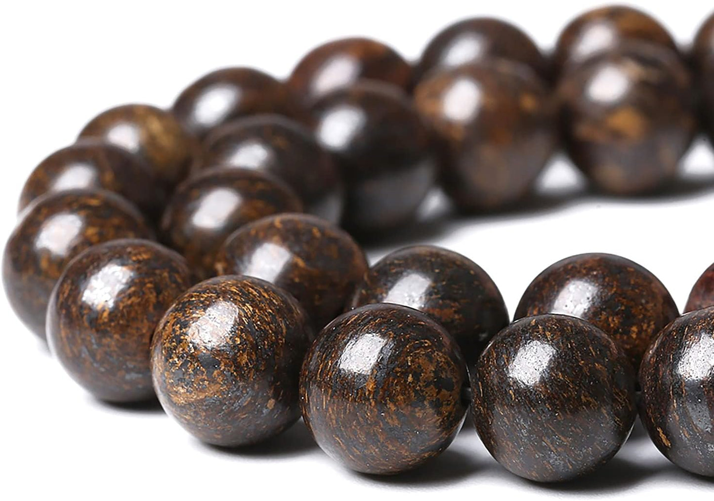 45pcs 8mm Natural Stone Beads Brown Bronzite Gemstone Round Loose Beads for Jewelry Making DIY Bracelet Necklace