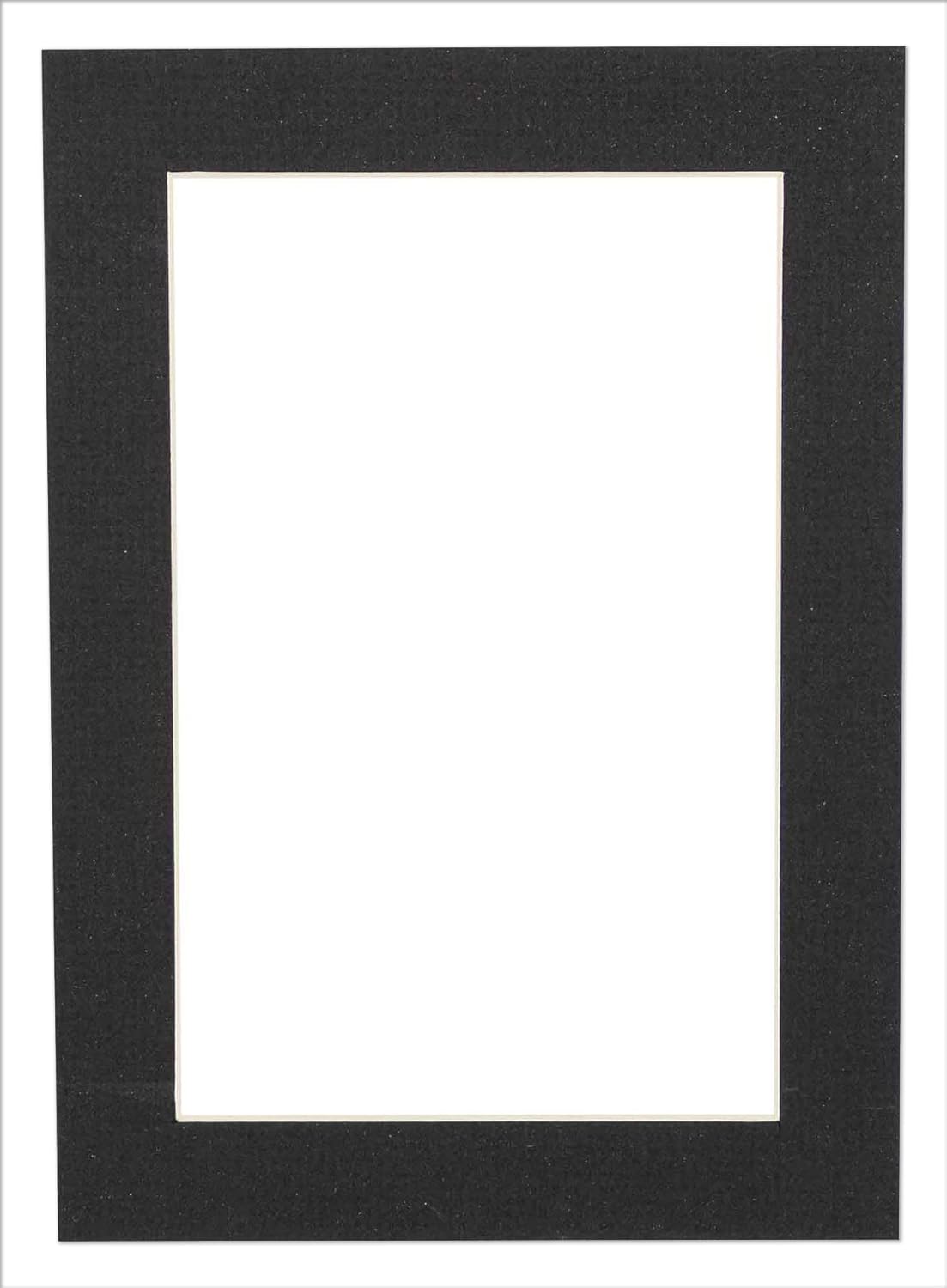 6x8 Mat for 8x10 Frame - Precut Mat Board Acid-Free Show Kit with Backing Board, and Clear Bags Textured Black 6x8 Photo Matte Made to Fit a 8x10 Picture Frame Matboard for Framing, Pack of 1 Mat