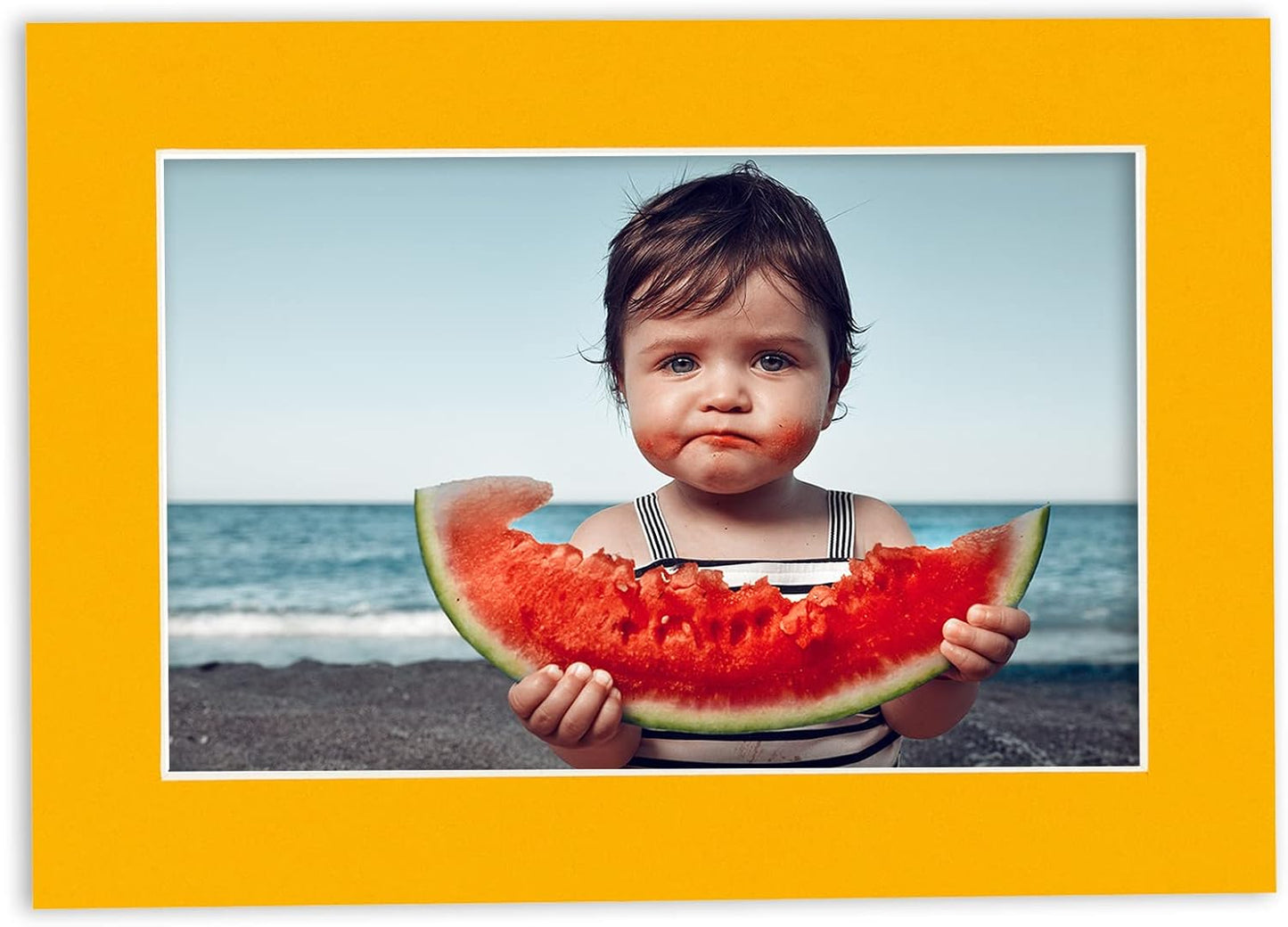 8.5x11 Mat Bevel Cut for 7x9 Photos - Acid Free Golden Orange Precut Matboard With Backing Board and Crystal Clear, Self Seal Photo Mat Bag - For Pictures, Photos, Framing - 4-ply Thickness