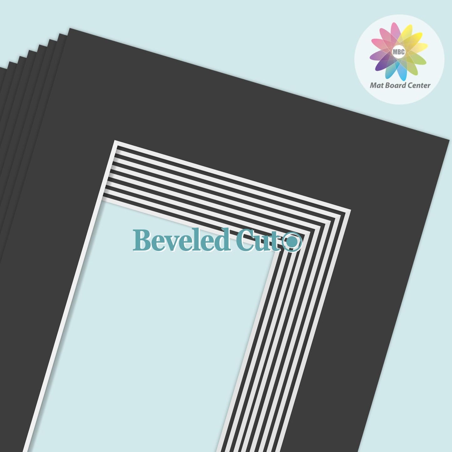 MBC Mat Board Center, 10 Pack 11X14 for 8X12 Black Picture Mats Frame Mattes, Bevel Cut, Acid Free, 4-Ply Thickness