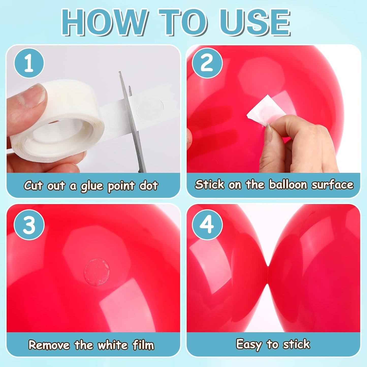 UPINS Glue Points Dots, 1500Pcs Balloon Glue Adhesive Dots, Double Sided Removable, 6mm, 10mm, 15mm