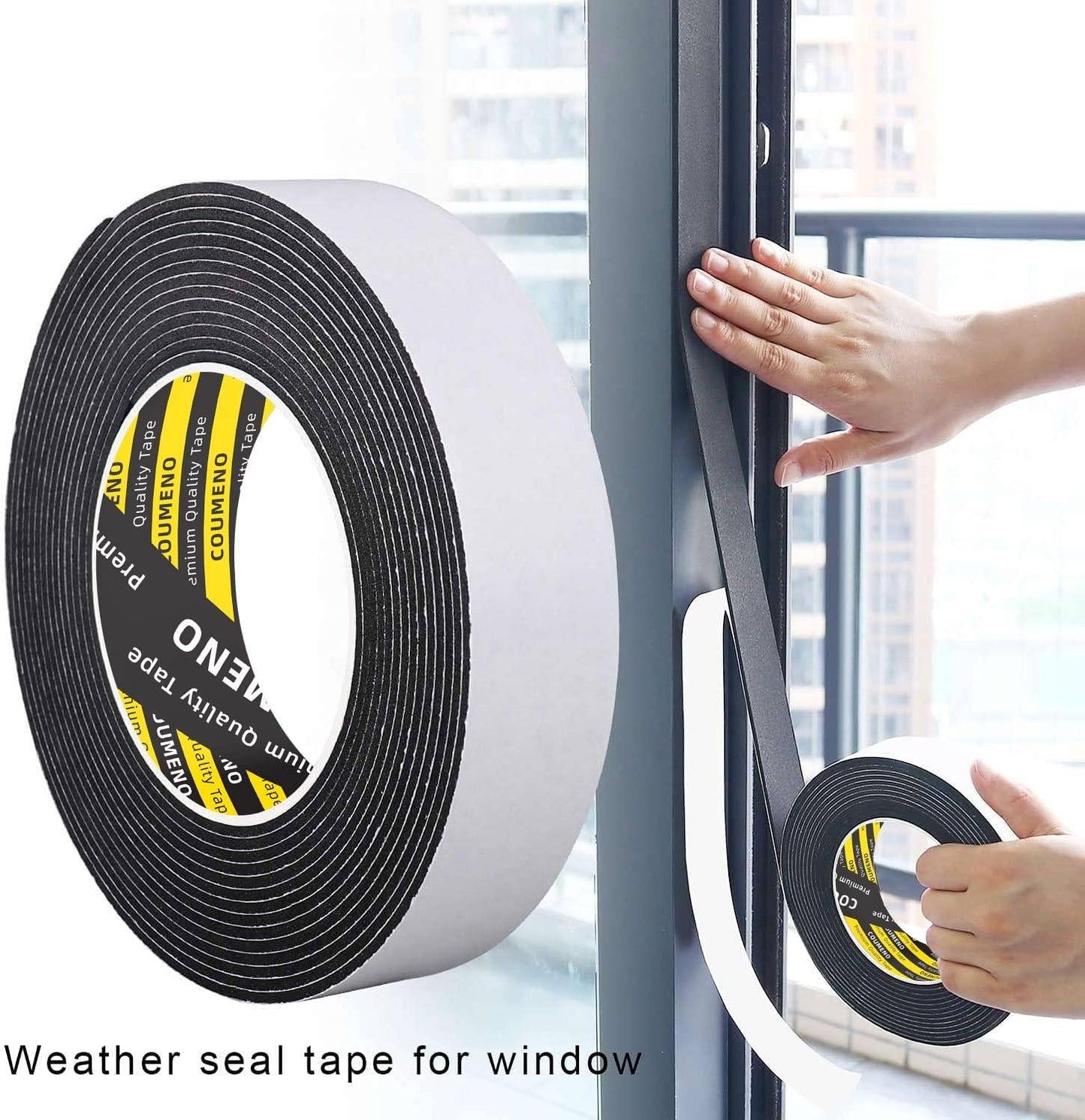 EVA Single-Sided Adhesive Black Foam Tape,2inx16.4FT Single-Sided Sealing Strip Foam Pad Sponge Tape Window Weatherproof, Self-Adhesive Insulation Sealing Tape (Black)