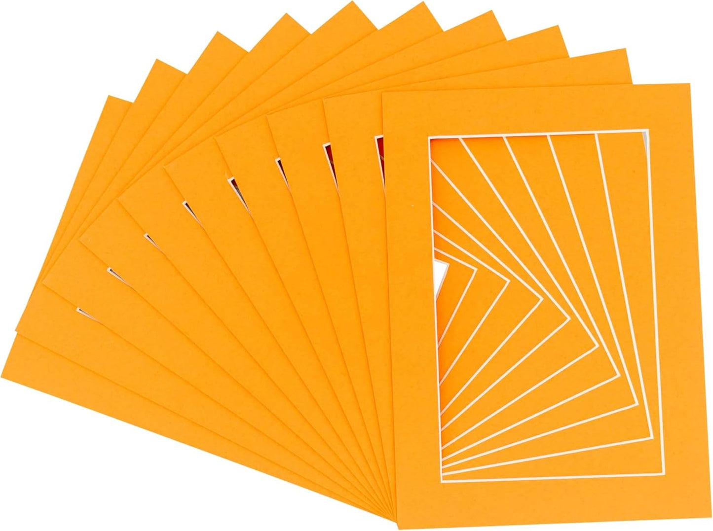 5x7 Mat for 8.5x11 Frame - Precut Mat Board Acid-Free Show Kit with Backing Board, and Clear Bags Orange 5x7 Photo Matte Made to Fit a 8.5x11 Picture Frame Matboard for Framing, Pack of 100 Mats
