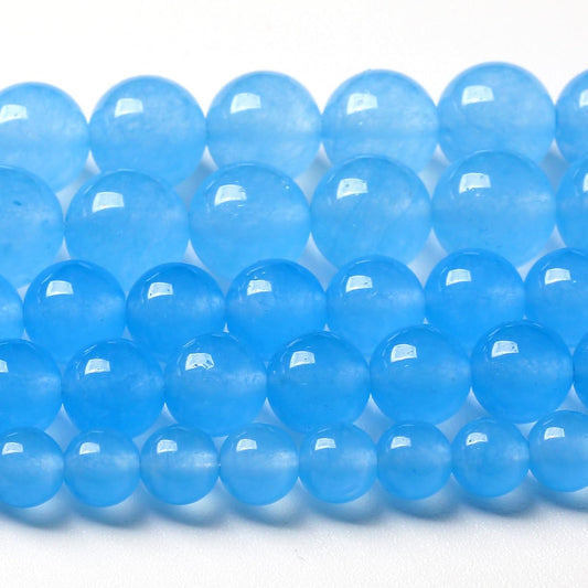 6MM Natural Stone Aquamarine Blue Chalcedony Beads Round Loose Beads for Jewelry Making Bracelet 120pcs 2 Strands 32"