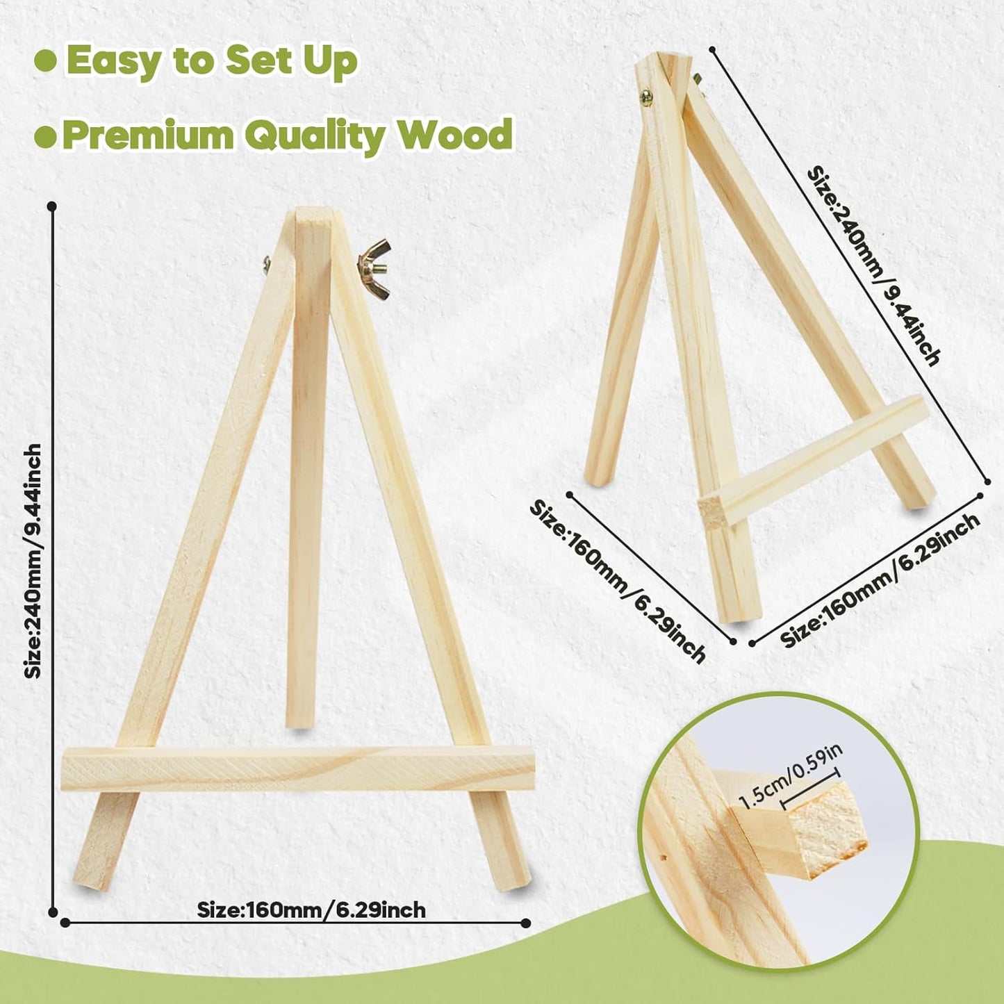 CONDA 6 Pack A-Frame Wood Easels, Tabletop Easels for Painting, Canvases, Display, and Party, Easel Stand for Students, Artists and Beginners, Brown