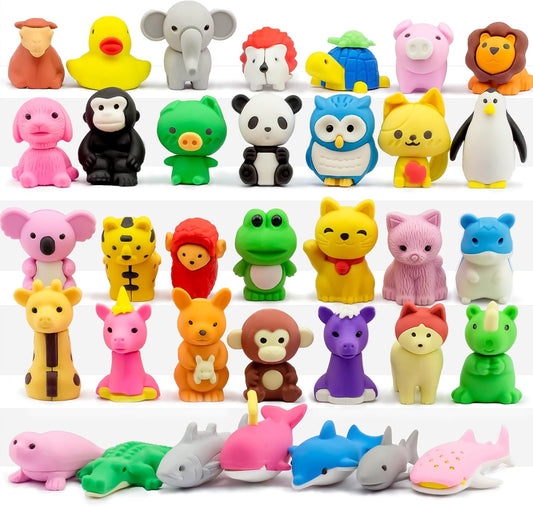 Animal Erasers for Kids, 35 Pcs Kids Pencil Erasers Bulk Puzzle Erasers for School Classroom Prizes