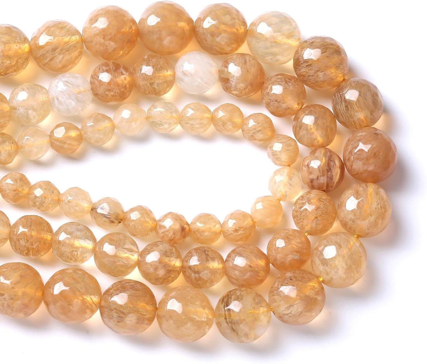 36pcs 10mm Natural Faceted Tea Watermenlon Jade Stone Beads for Jewelry Making Energy Healing Beads DIY Bracelet Necklace Accessories 15" (10mm, Faceted Tea Yellow Jade)
