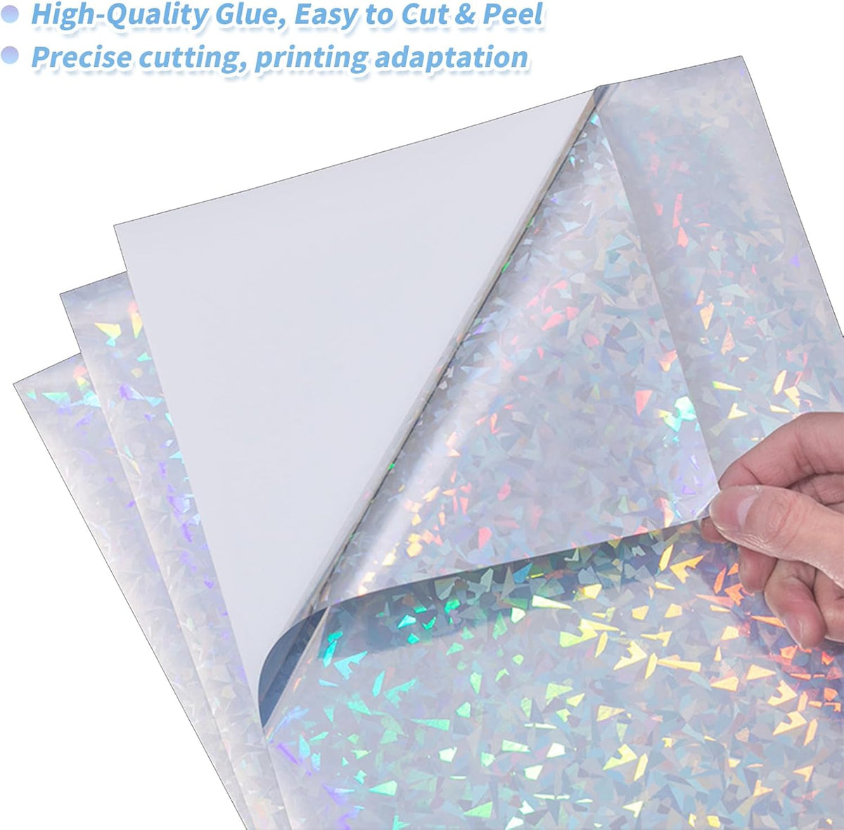 Printable Holographic Sticker Paper,20 Sheets 11 x 8.5''glass fragment Printable Waterproof Sticker,Rainbow Vinyl Sticker for Inkjet or Laser Printer