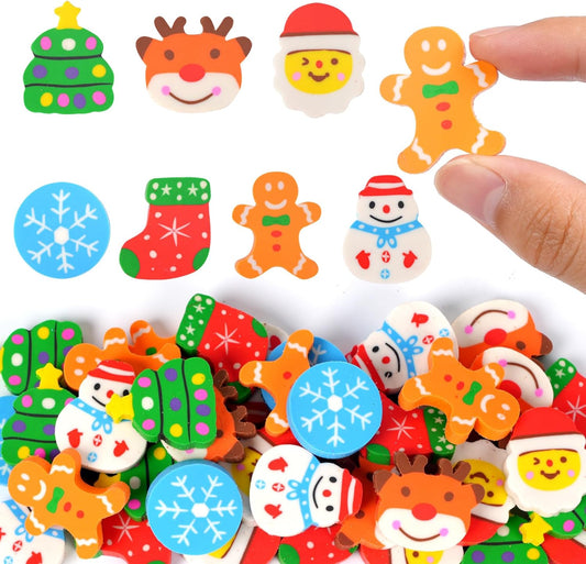 42 pcs Christmas Erasers for Kids Bulk Large Cute Snowflake Christmas Tree Pencils Erasers Novelty Desk Pets for Xmas Classroom Rewards Winter Kids Prizes Party Favors Goodie Bag Stuffers