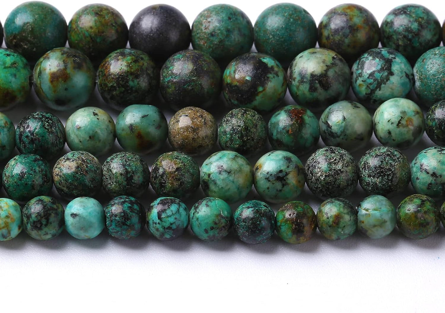 10mm 76pcs Natural African Turquoise Stone Beads for Jewelry Making Round Loose Gemstone Beads DIY Bracelet Necklace Earrings 32" 2 Strands