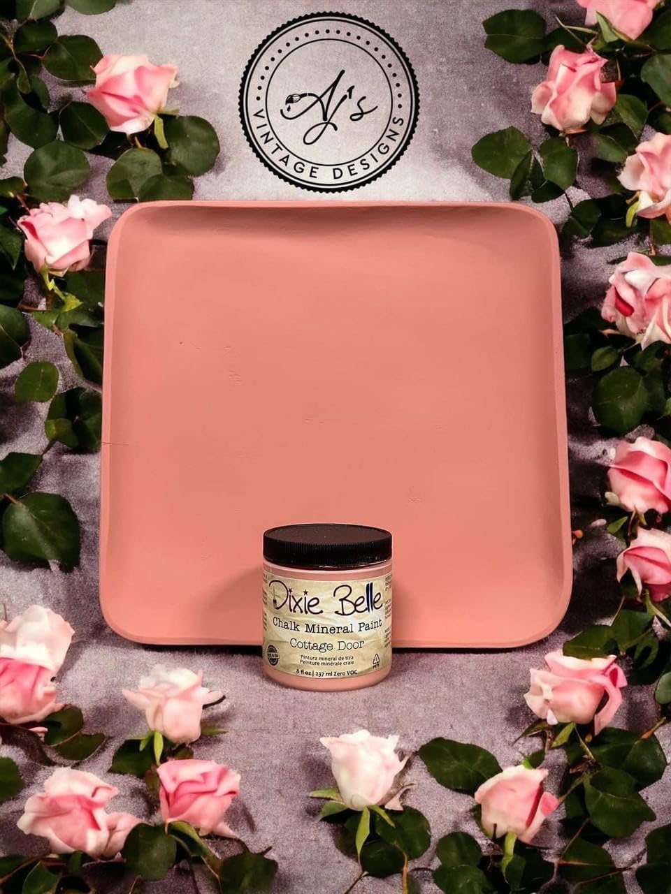 Dixie Belle Paint Company Chalk Finish Furniture Paint - Cottage Door (8oz) - Matte Dusty Coral Chic Chalk Mineral DIY Furniture Paint