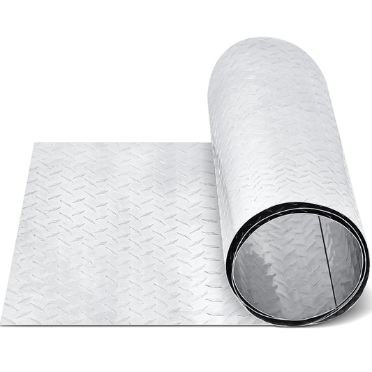 Diamond Plate Sheet Metal Heavy Duty Tread Aluminum Sheet Diamond Tread Plate for Wall Covering, Cargo Trailer, RV and More(12 x 120 Inch,Silver)