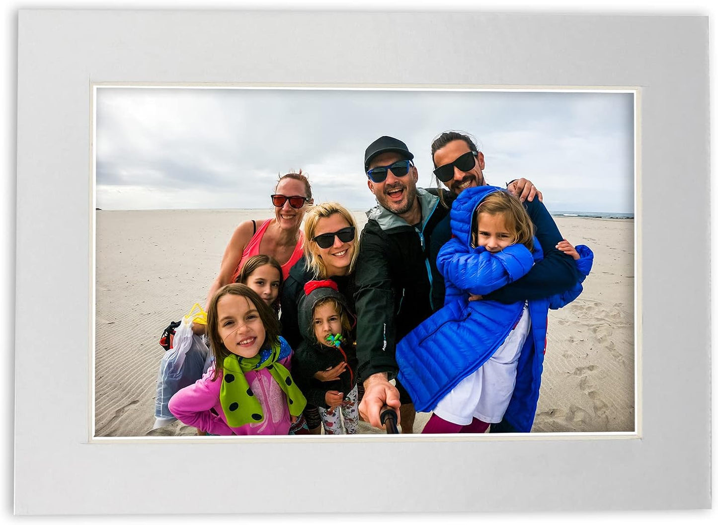 8.5x11 Mat Bevel Cut for 7x9 Photos - Acid Free Metallic Silver Precut Matboard with Backing Board and Crystal Clear, Self Seal Photo Mat Bag - for Pictures, Photos, Framing - 4-ply Thickness