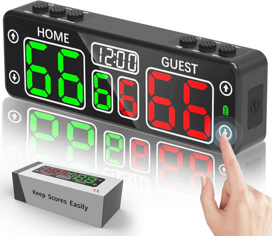YZ Upgraded Digital Scoreboard with Timer, Mini Magnetic Electronic Scoreboard, LED Portable Scoreboard Basketball, Cornhole Score Keeper for Indoor&Outdoor Games