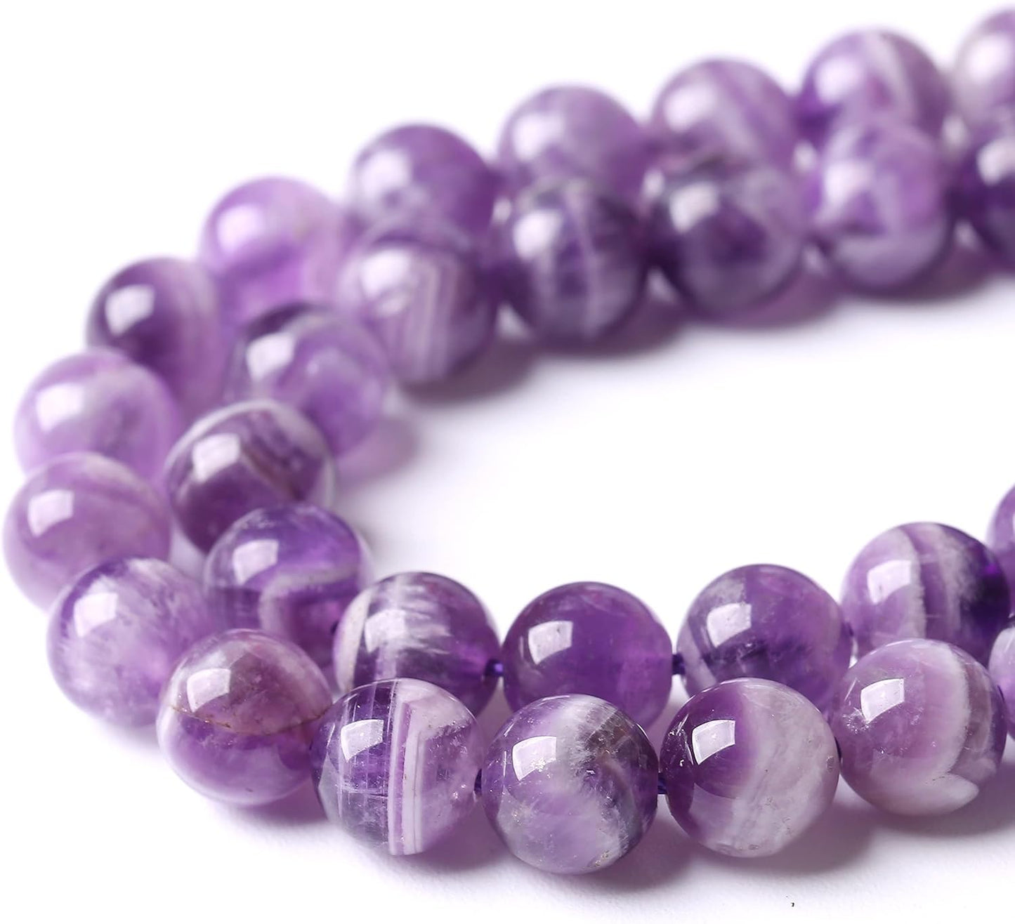 Natural Purple Dream Lace Amethysts Beads Crystal Round Loose Beads for Jewelry Making 6mm 60PCS 1 Strand 15" (Purple Dream Lace Amethysts, 6mm)