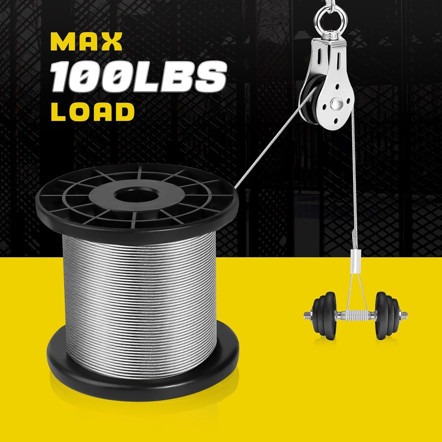 316 Stainless Steel Cable, 200FT 1/32IN Wire Rope 7 * 7 Strand with 50Pcs Aluminum Sleeves Stops, Guide Wire for Outdoor String Lights for String Lights Hanging, Clotheslines, Trellis (200FT)