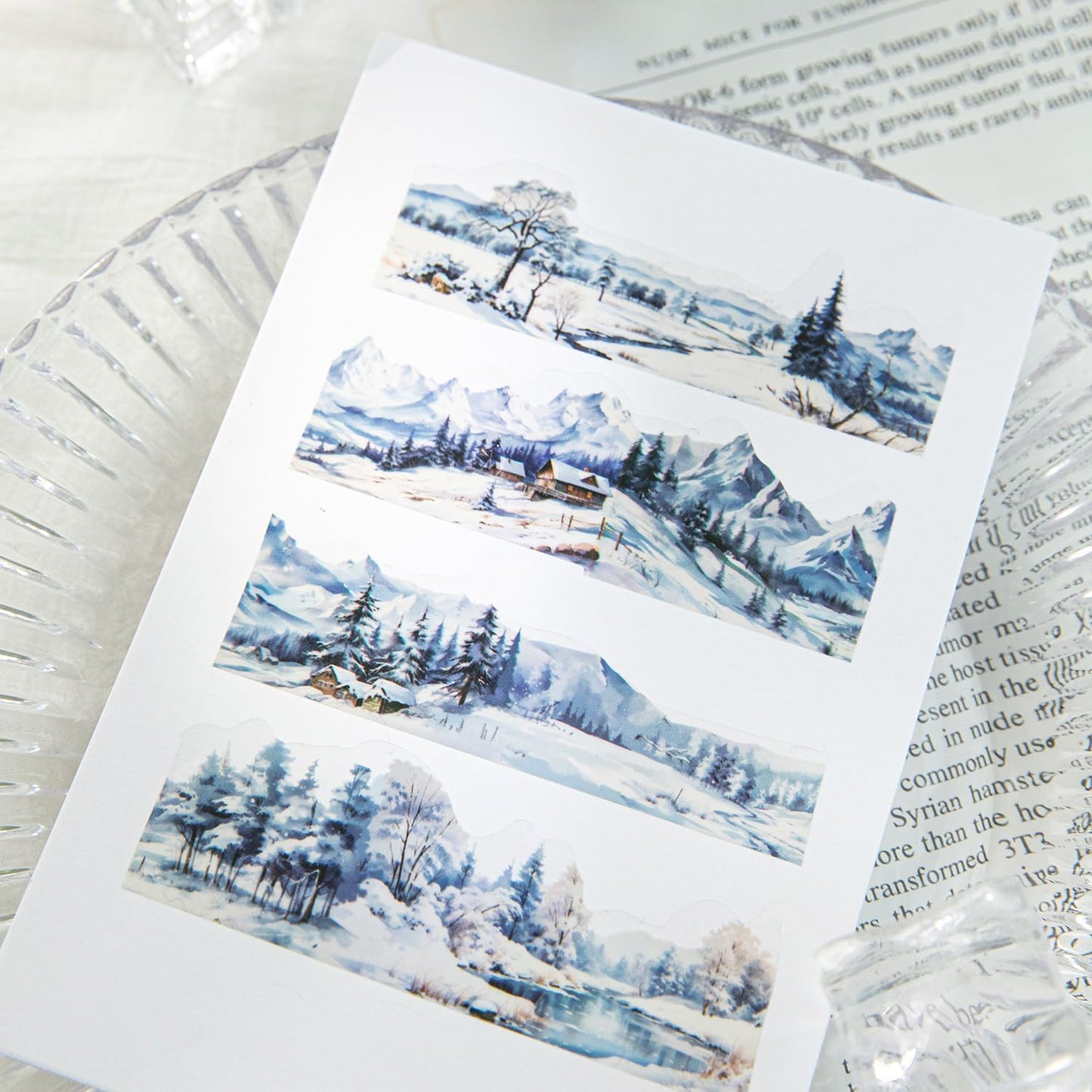 6 Rolls Landscape PET Tape,Transparent Nature Stickers for Scrapbook Supplies,Diaries,DIY Craft,Junk Journal,Album,Journaling(Mountain)