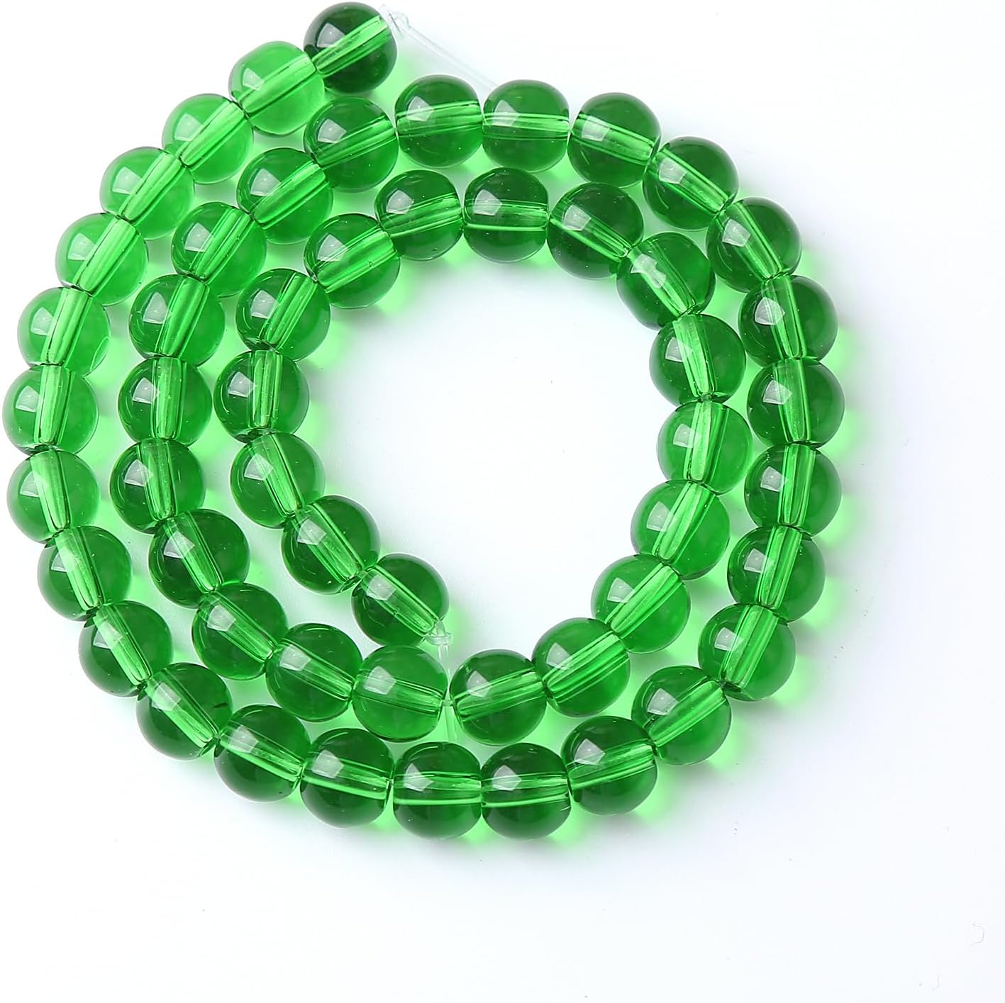 60pcs 6mm Smooth Green Crystal Glass Quartz Beads Round Loose Beads for Jewelry Making DIY Bracelet Necklace 15" Energy Healing Power Stone Beads (6mm, Green Crystal Glass)