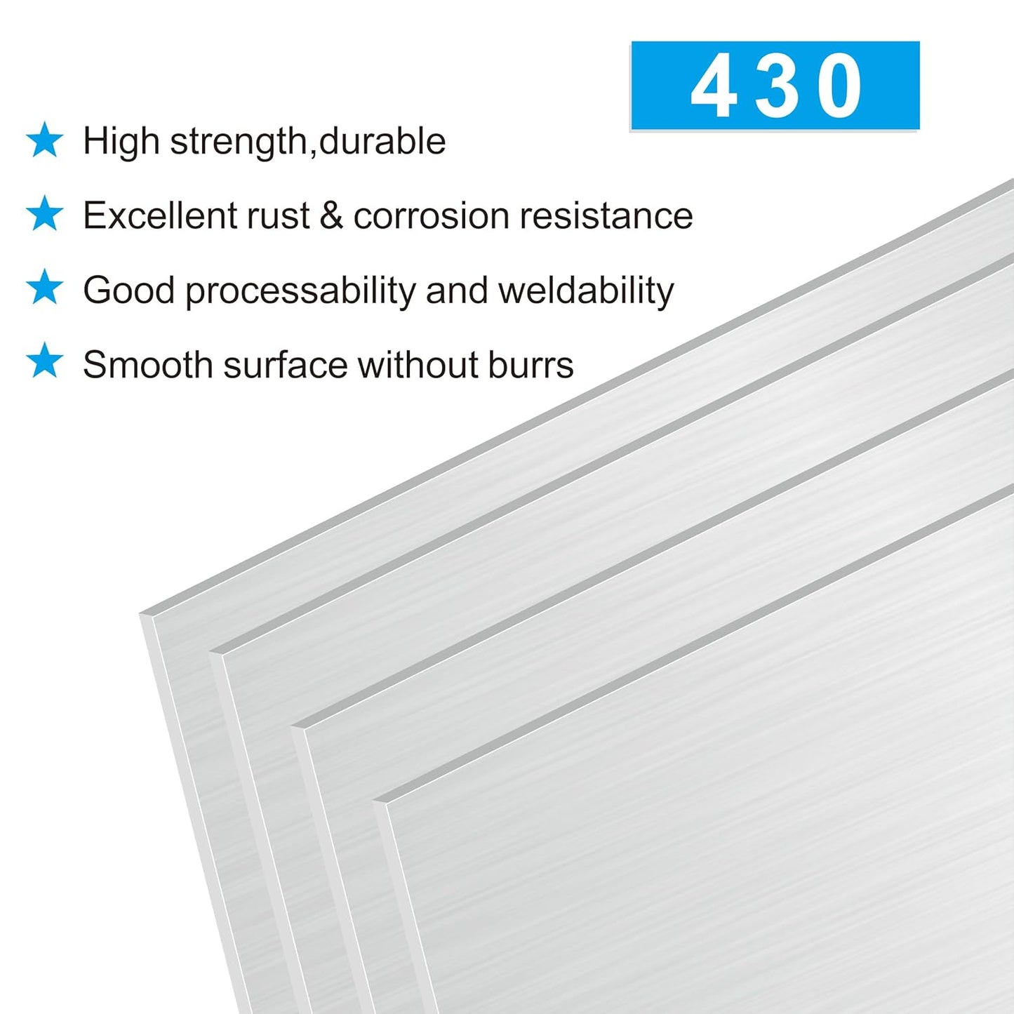 4PCS 6"x6"x1/32 Stainless Steel Metal Plates for Magnetic Mount Board Wall,Tickness 0.8mm 430 Stainless Steel Shim Stock Plates for Crafting, Kitchen, Office