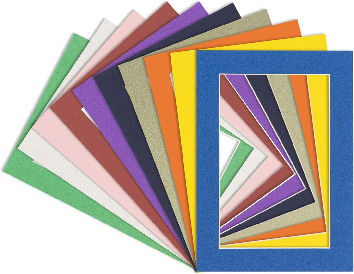 6x8 Mat for 8x10 Frame - Precut Mat Board Acid-Free Show Kit with Backing Board, and Clear Bags Mixed Colors 6x8 Photo Matte Made to Fit a 8x10 Picture Frame Matboard for Framing, Pack of 100 Mats