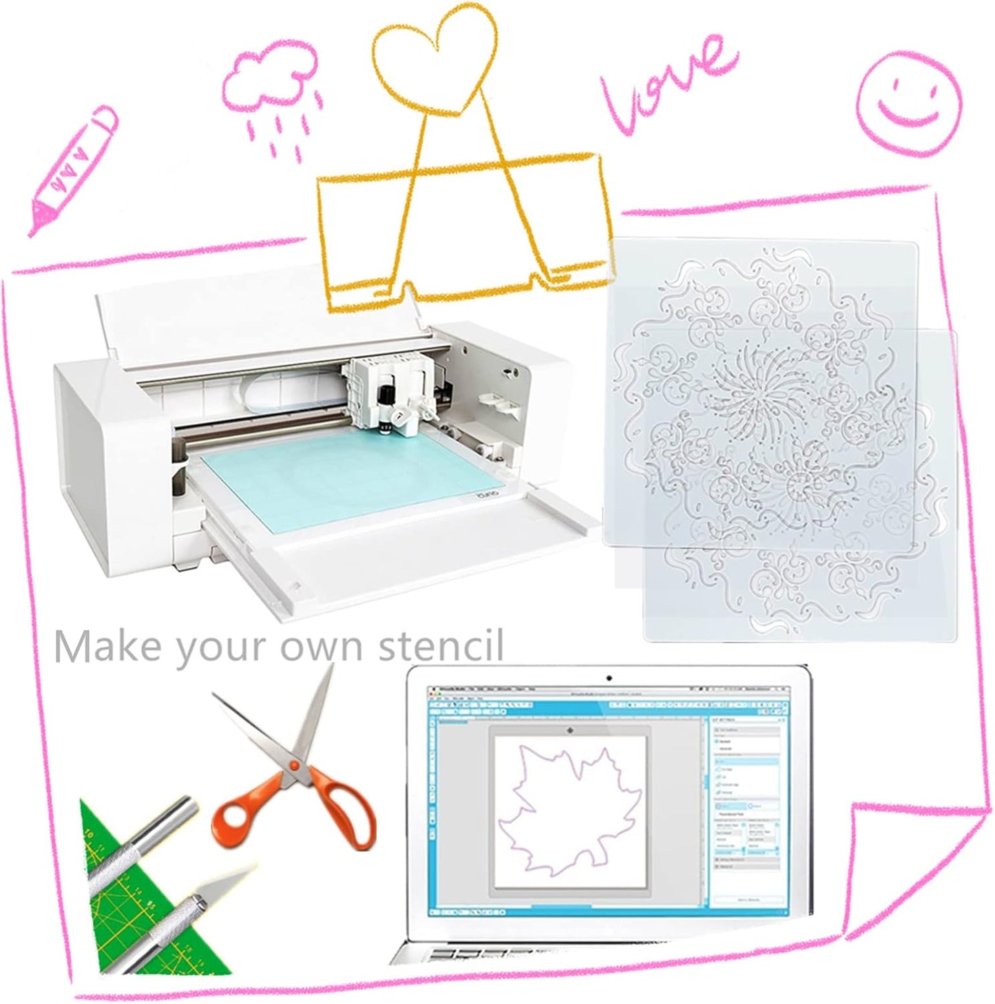 BANLTRE 32 Pieces 6 mil Transparency Blank Template Material Stencils Mylar for Cutting Paper Clear Sheet 12 × 12 inch (32-6 mil)