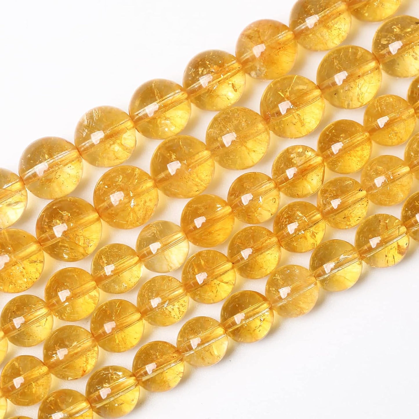 180Pcs 4mm Natural Citrine Beads for Jewelry Making Yellow Crystal Quartz Round Loose Beads DIY Bracelet Necklace Earrings 32" 2 Strands