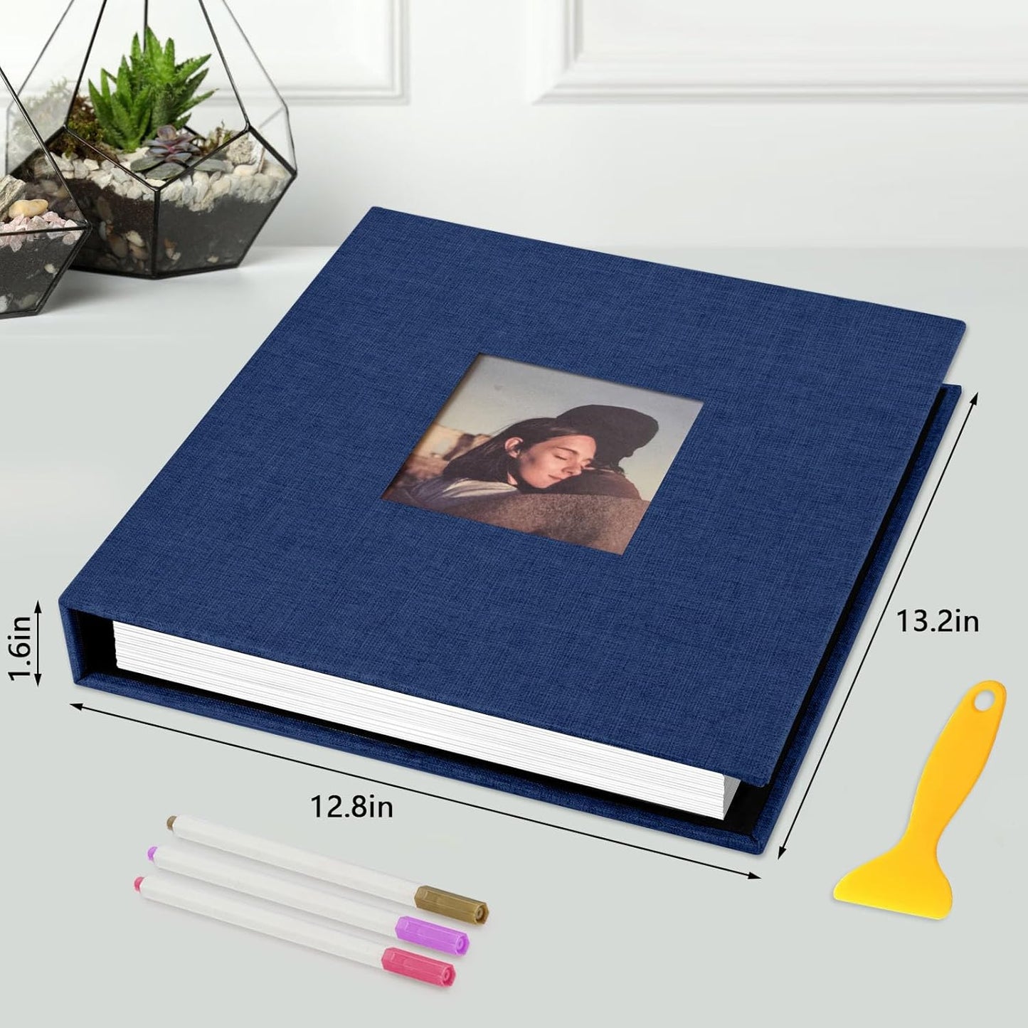 Zesthouse 18 In Photo Album Self Adhesive with Picture Display Window, 3-Ring Scrapbook Albums 60 Pages Holds 10x12 8x10 5x7 4x6 Photos, DIY Photo Book Ideal Gift for Family Wedding Baby