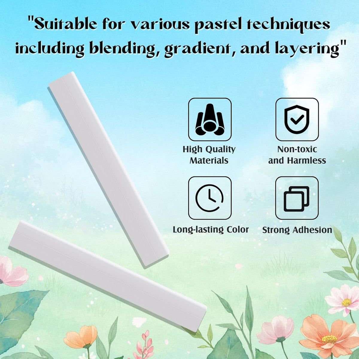 48 Pcs Soft Chalk Pastels Set Soft Pastel for Artists Square Sketch Chalk Non-toxic Artist Pastel Sticks for Professional Artists Students and Art Lovers(White)