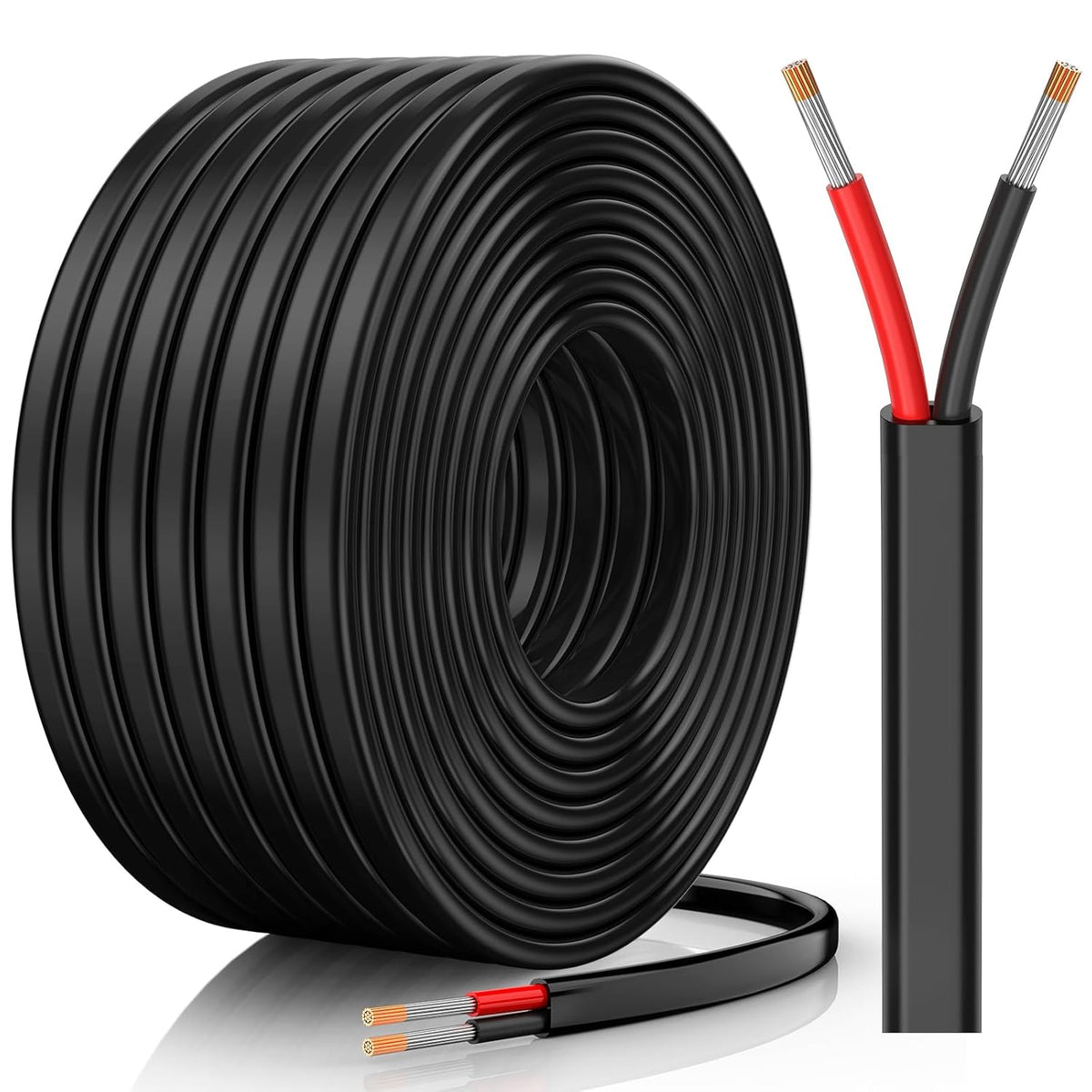 14 Gauge Wire, 14 AWG 2 Conductor Electrical Wire, Flexible/Oxygen-Free Tinned Copper/Stranded PVC 14/2 Cord for Automotive, Marine, LED Strips, Solar, RV, Lighting (30FT)