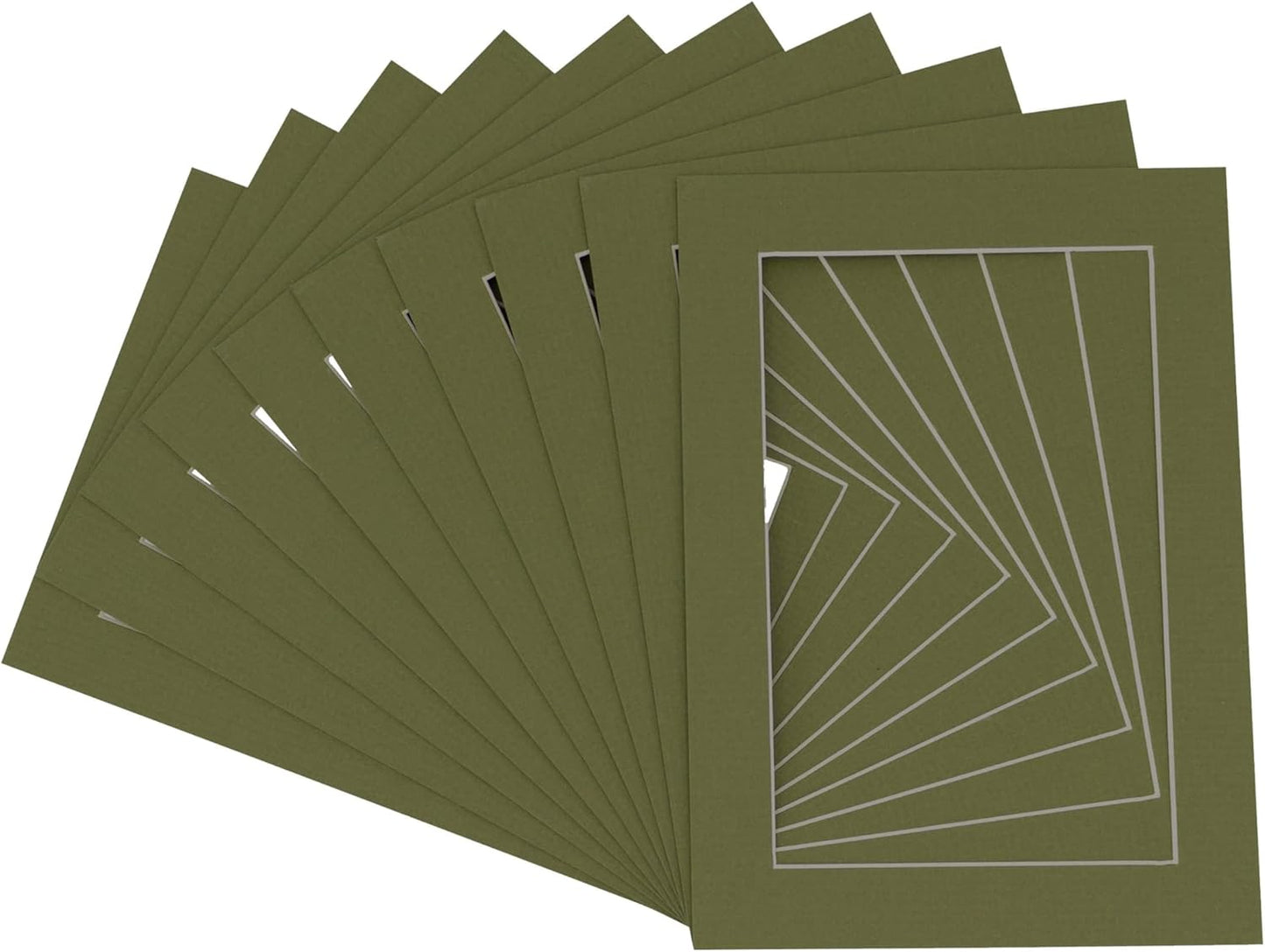 5x7 Mat for 8.5x11 Frame - Precut Mat Board Acid-Free Show Kit with Backing Board, and Clear Bags Dill Green 5x7 Photo Matte Made to Fit a 8.5x11 Picture Frame Matboard for Framing, Pack of 10 Mats