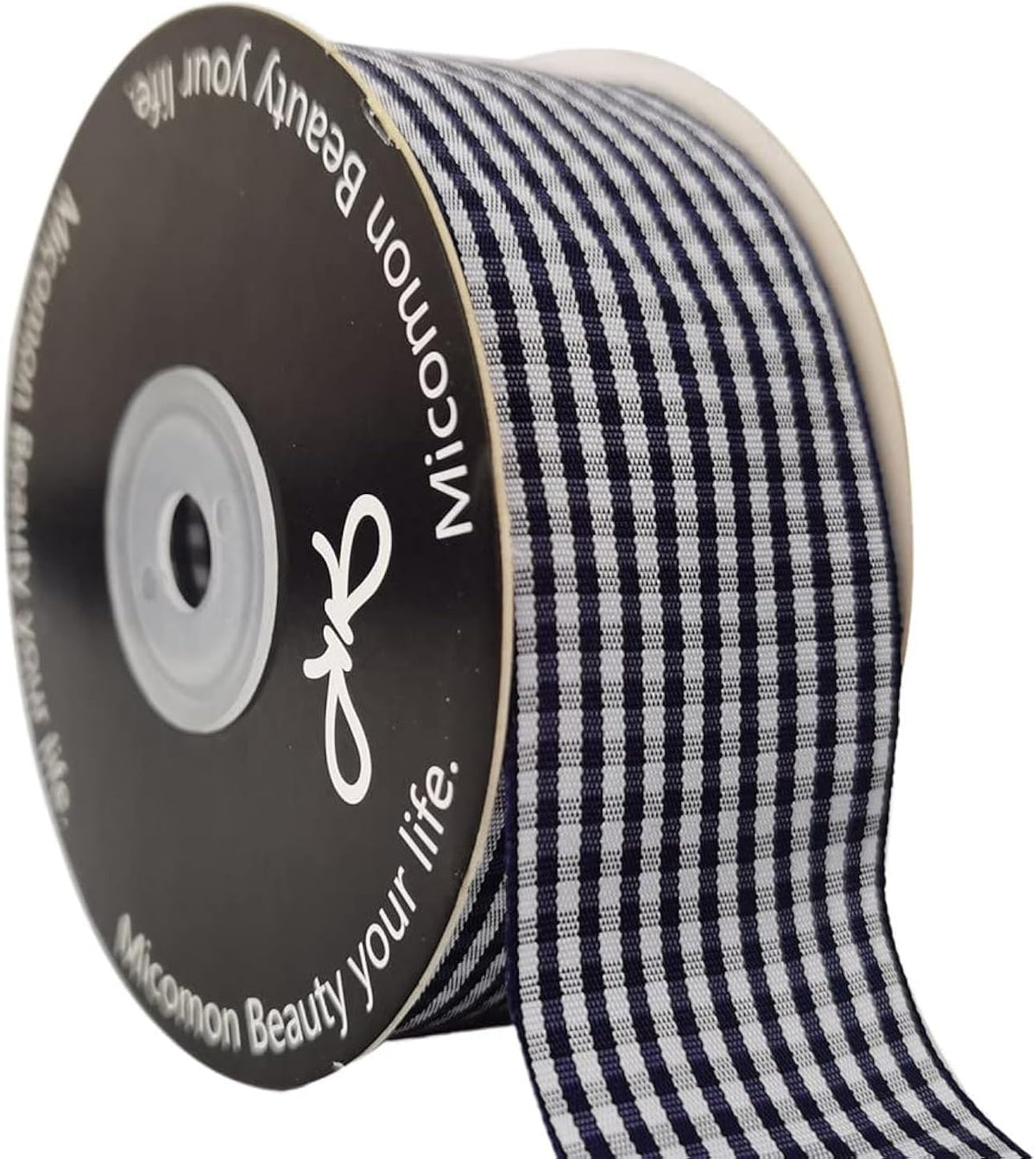 1.5 Inch Blue and White Woven Edge 100% Polyester Gingham Ribbon 25 Yards Each Roll (1-1/2", Blue)
