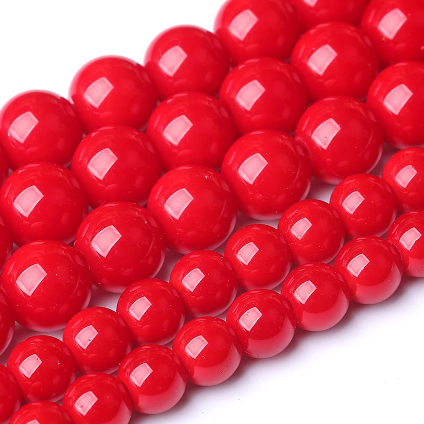 6MM Coral Red Glass Beads Natural Stone Crystal Energy Round Loose Beads for Jewelry Making Bracelet 120pcs 2 Strands 32"