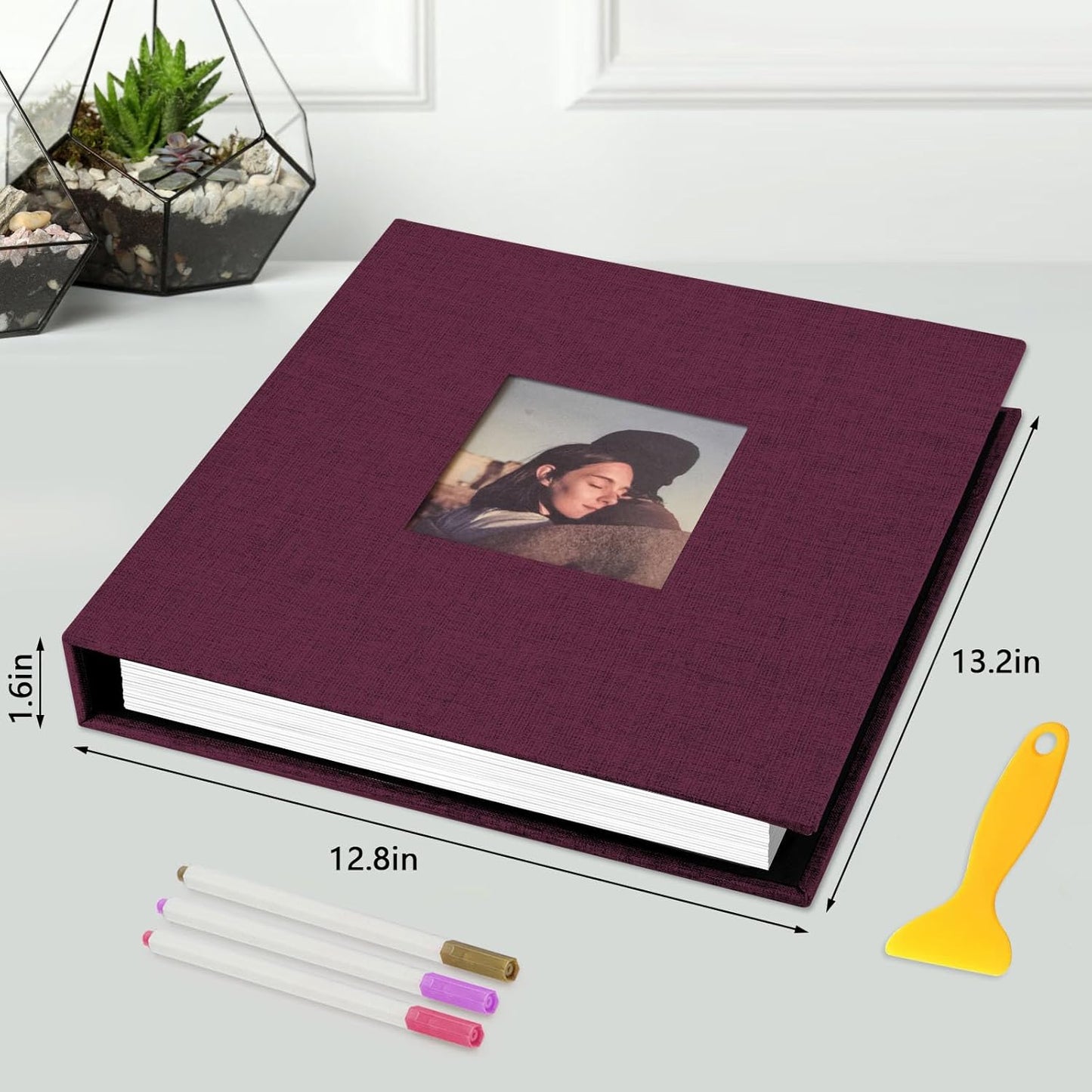 Zesthouse 18 In Photo Album Self Adhesive with Picture Display Window, 3-Ring Scrapbook Albums 60 Pages Holds 10x12 8x10 5x7 4x6 Photos, DIY Photo Book Ideal Gift for Family Wedding Baby