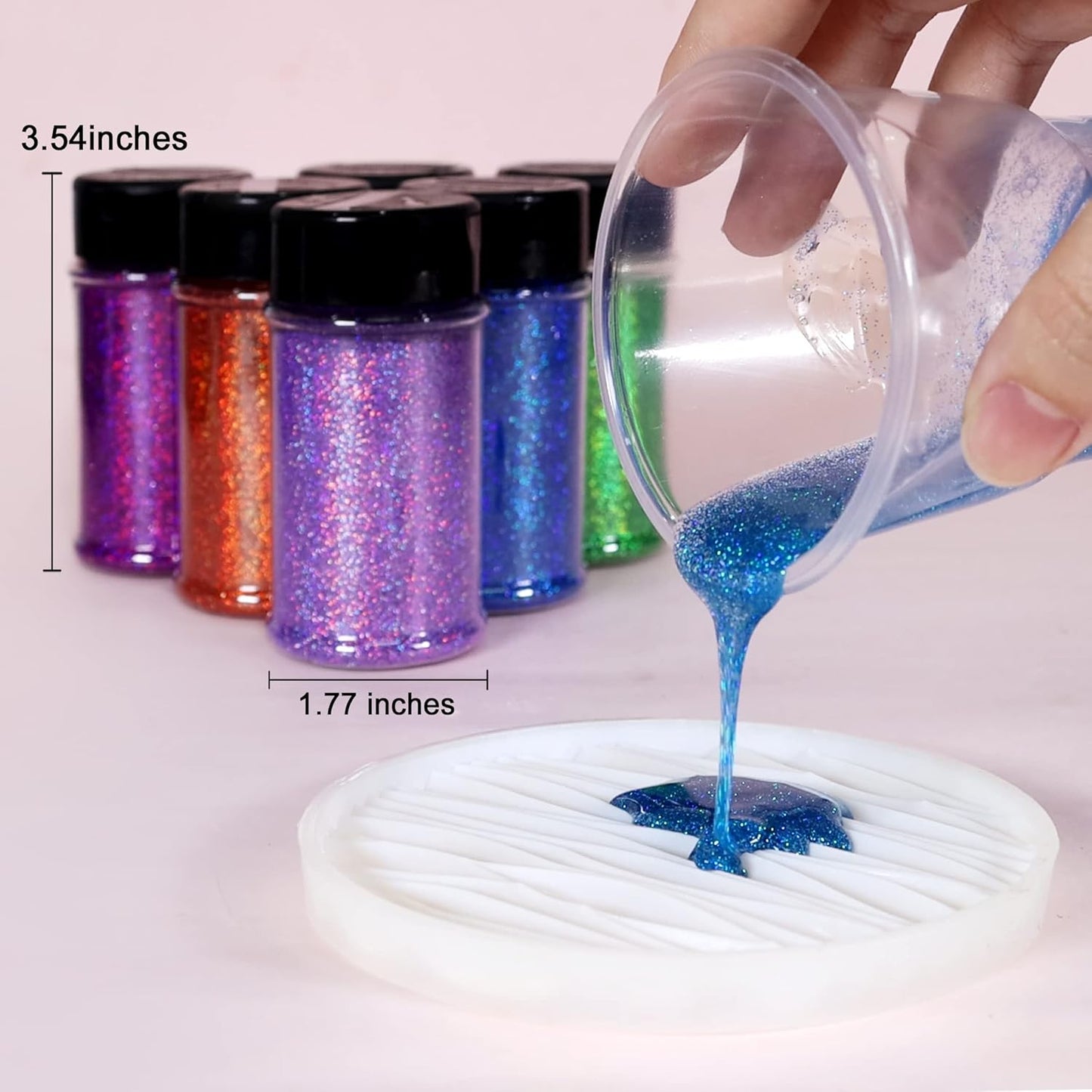 Renfio Holographic Ultra Fine Glitter Powder Metallic Resin Glitter 2.11 Oz (60g) PET Flakes Crafts Sequins 1/128" 0.008" 0.2mm Epoxy Chips Flakes for Tumblers Slime - Laser Royal Blue