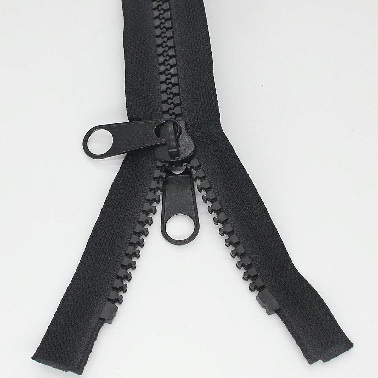 Leekayer 1PCS #10 114 Inch Heavy Duty Zippers for Sewing Separating Large Plastic Zippers Black Tape with Double Pull Tab Slider, Sleeping Bag, Boat, Canvas, Cover, Trampoline, Dog Bed,Tent