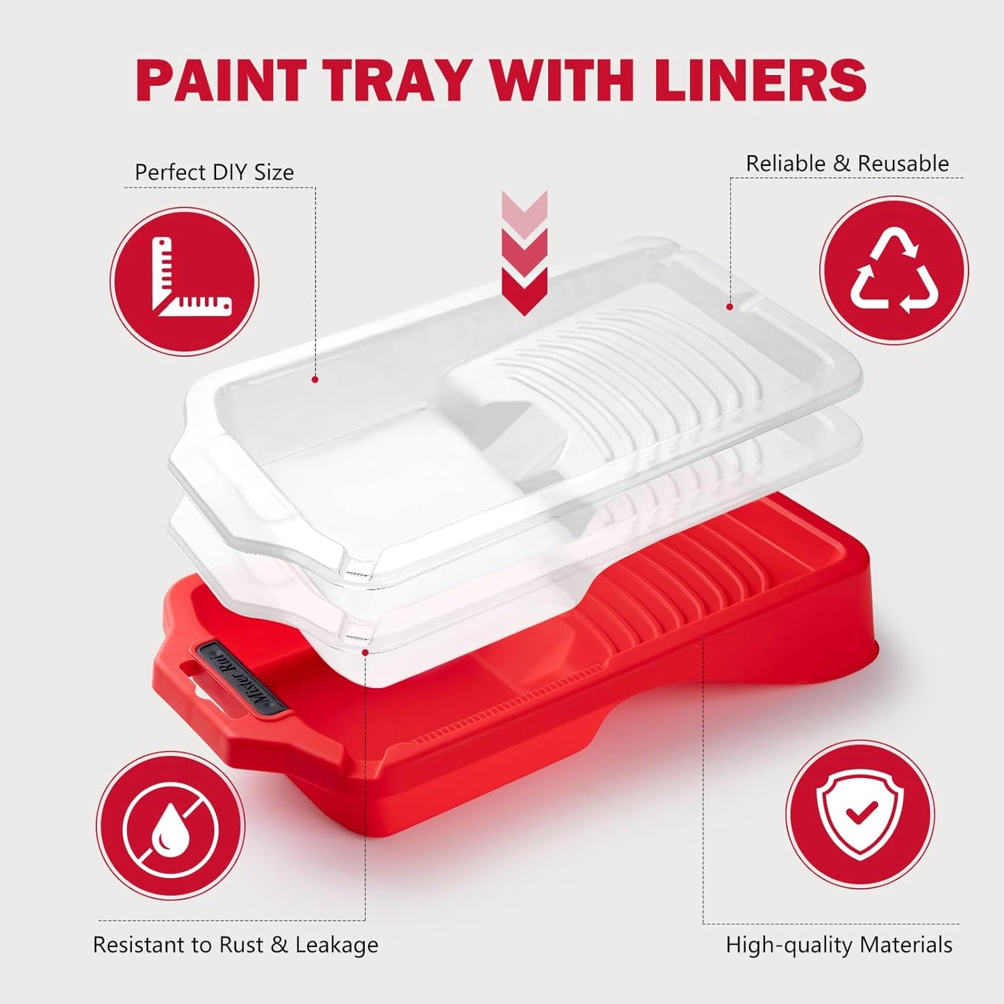 Mister Rui Paint Tray 4 Inch, 11 Pack, Small Paint Roller Tray, Plastic Tray with 10 Liners, Textured Disposable Trays for Painting Walls