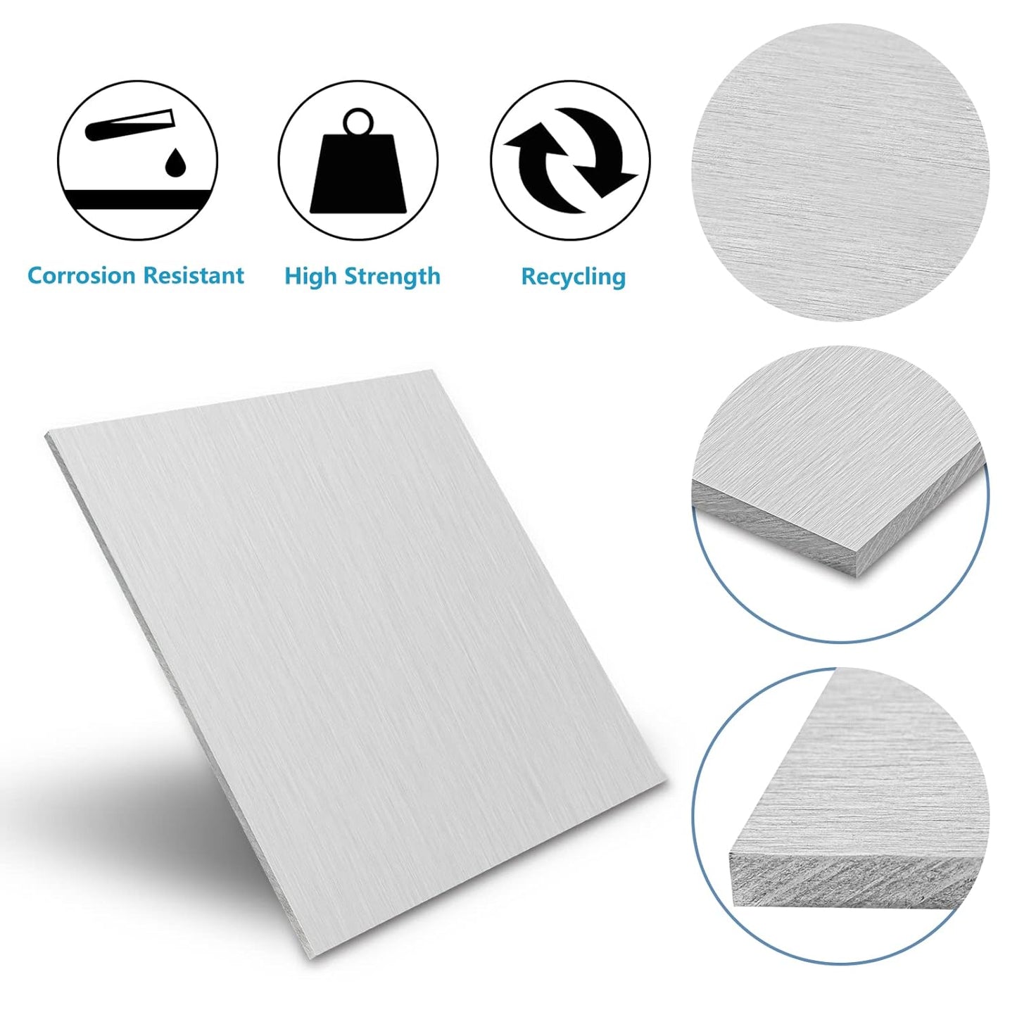 2Pack Aluminum Sheet & Plates 6 x 12 x 1/8 Inch, 6061 Heavy Duty Aluminum Sheets with Protective Film, 3MM Thick Flat Plain Panel Sheet for Crafting Structural Framing Base Plate